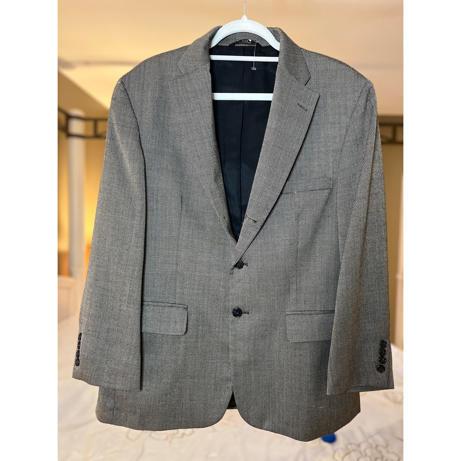 Haggar Men's Gray Classic Fit Two-Button Blazer Casual Sport Coat Jacket | 44